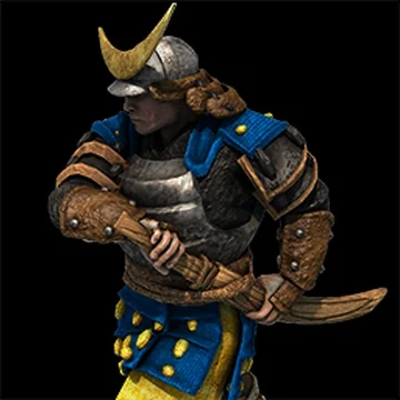 Samurai unit portrait from Age of Empires II: Definitive Edition, wearing a horned kabuto helmet